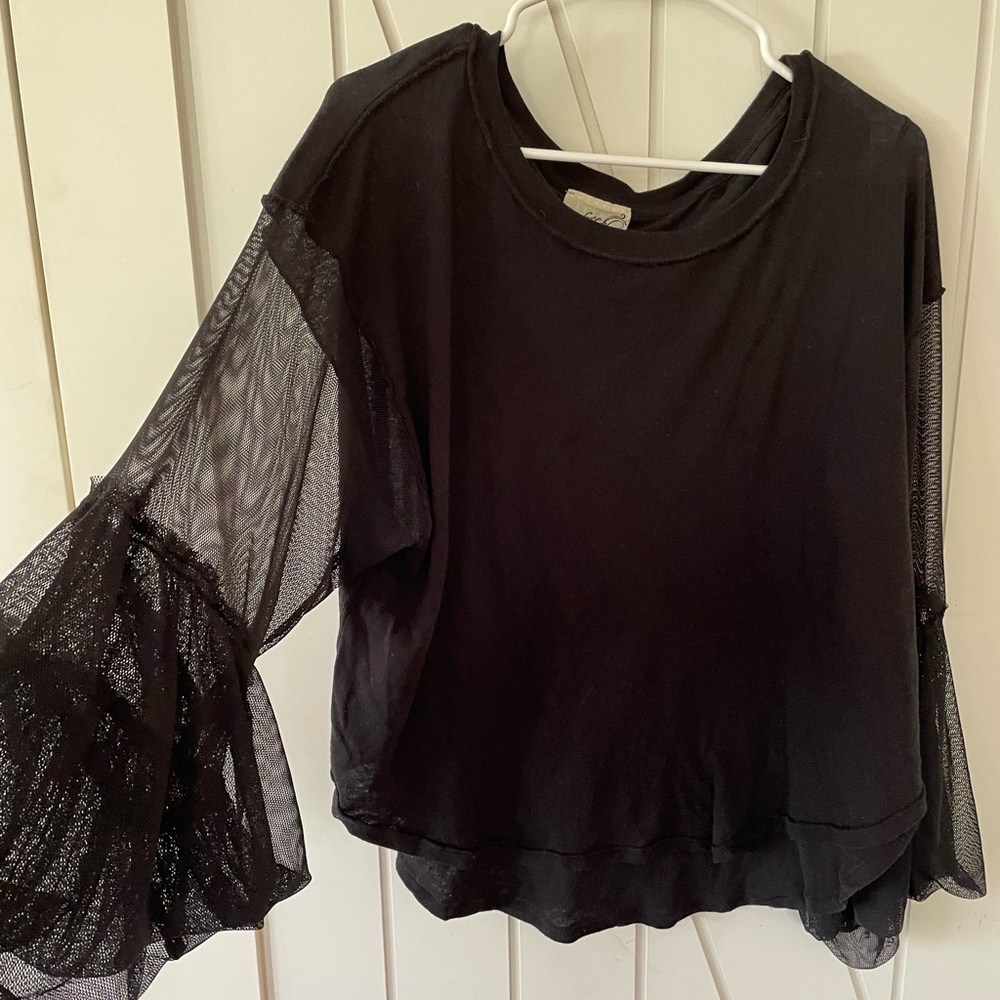 Free people, sheer sleeve top